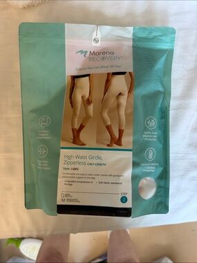 Marena Recovery High-Waist Zipperless Girdle, Calf Length, LGM2, Small Beige